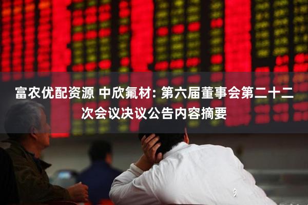 富农优配资源 中欣氟材: 第六届董事会第二十二次会议决议公告内容摘要